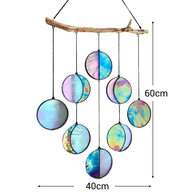 

Clear And Rainbow Iridized Moon Phase Hanging Celestial Art Moon Phase Wall Decor Stained Glass Moon Phase Ramadan Decoration