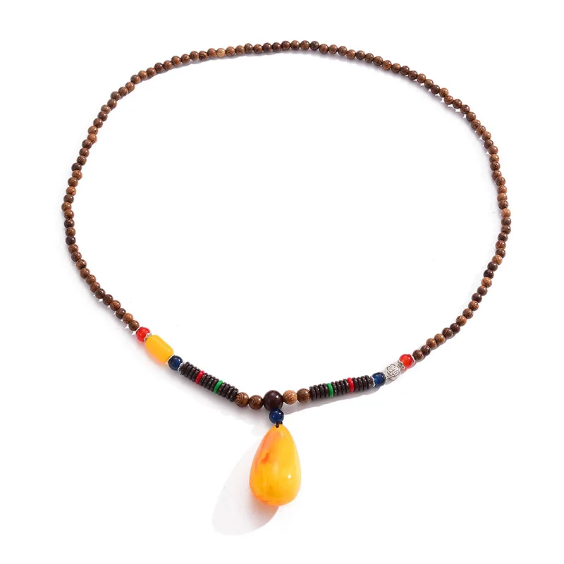 Мужские деревянные бусины HONGYE в стиле ретро украшения для свитера ожерелье