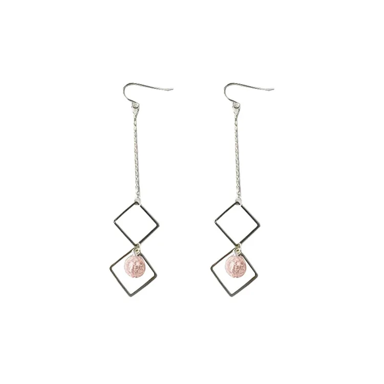 

Silver needle earrings, new tassel earrings, diamond-shaped chain long, fashionable new styles all-match women for all occasions