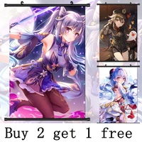 2021 new game genshin impact klee anime peripheral keqing paimon oversized poster scroll hanging painting