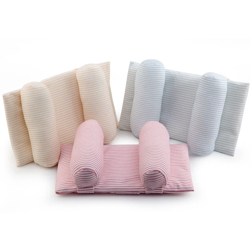 Подушка Детская Хлопковая в полоску комфортная не скатывается для сна от 0 до 24