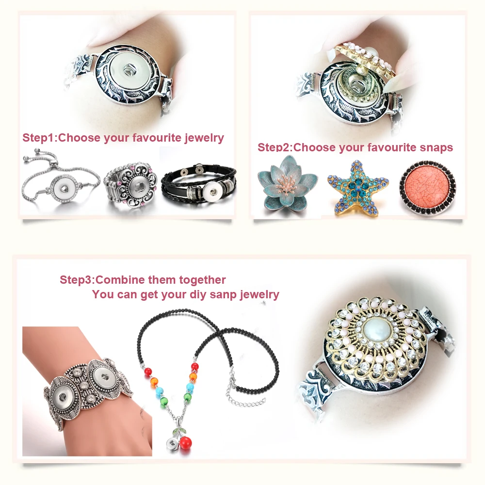10pcs/lot Wholesale Snap Button Jewelry Vintage Metal Crystal Rhinestone Blue Starfish 18mm Buttons Fit Bracelet | Украшения и
