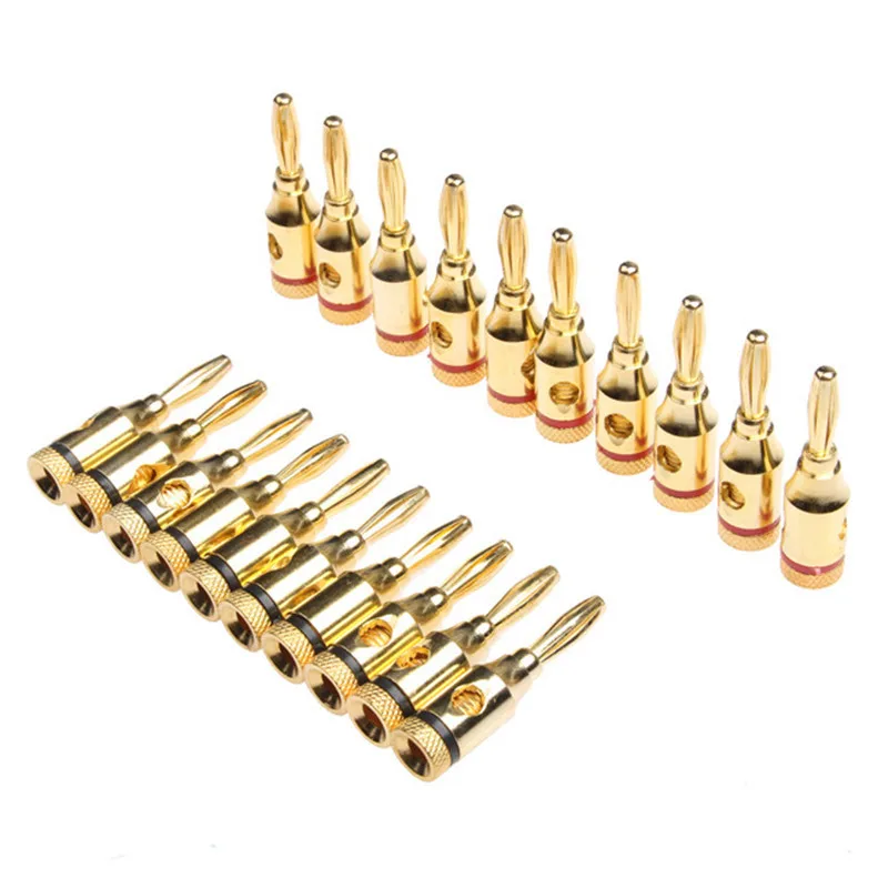 20Pcs 4mm 24k Gold-Plated Musical Cable Wire Banana Plug Audio Speaker Connector Plated Musical Speaker Cable Wire Pin Connector