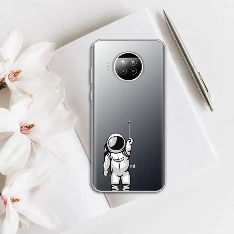

Cute Cartoon Astronaut Planet Star Phone Case Transparent for Xiaomi Redmi note 10 t 8 9 pro lite 11
