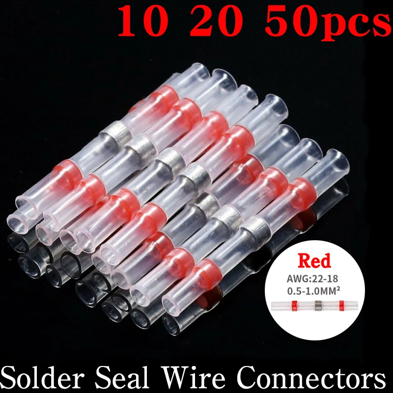 Термоусадочные изолированные соединители для проводов 3:1 10/20/50 шт. красные клеммы