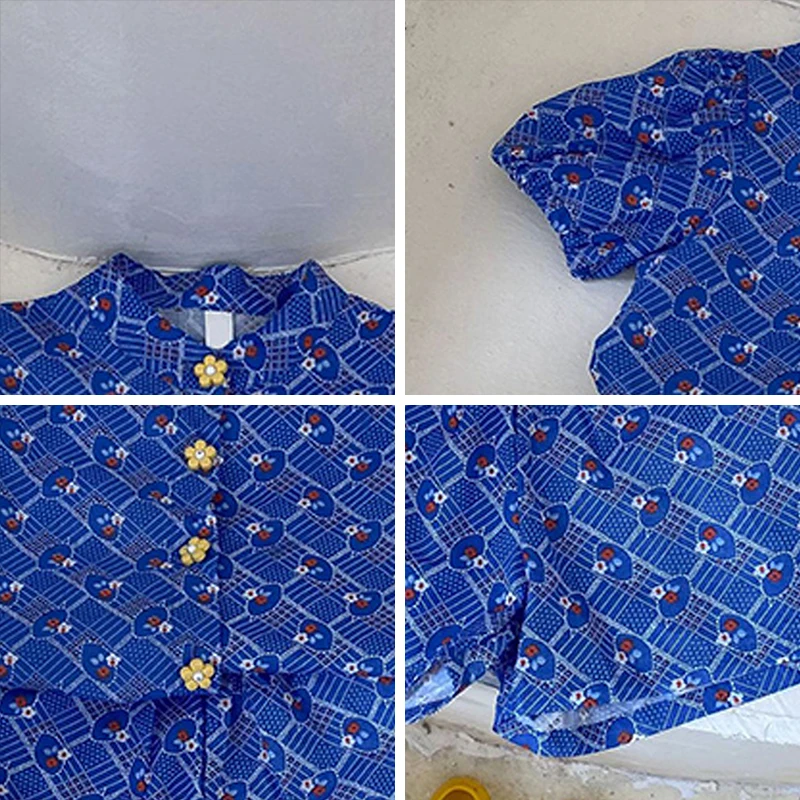 

Girls Casual Clothing Sets Kids Floral Shirts And Short 2pcs Summer Outfits For Girl Korean Fashion Children Cotton Suit 1-6Y