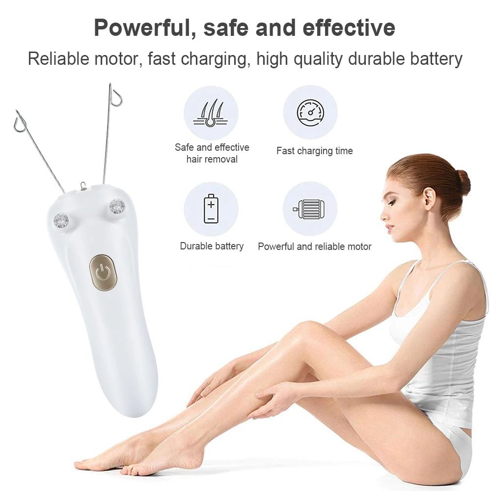 

USB rechargeable Electric Epilator Body Facial Hair Removal Defeatherer Cotton Thread Depilator Lady body Hair Remover Beauty