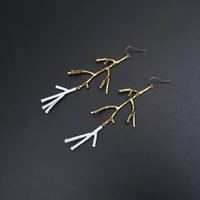 elegant women vintage branches earrings double color enamel glaze temperament luxury fashion earring jewelry gift