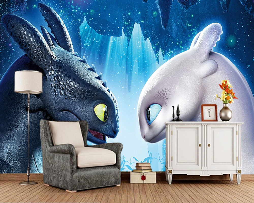 Пользовательские papel де parede 3d мультфильм дракон росписи для гостиная спальня
