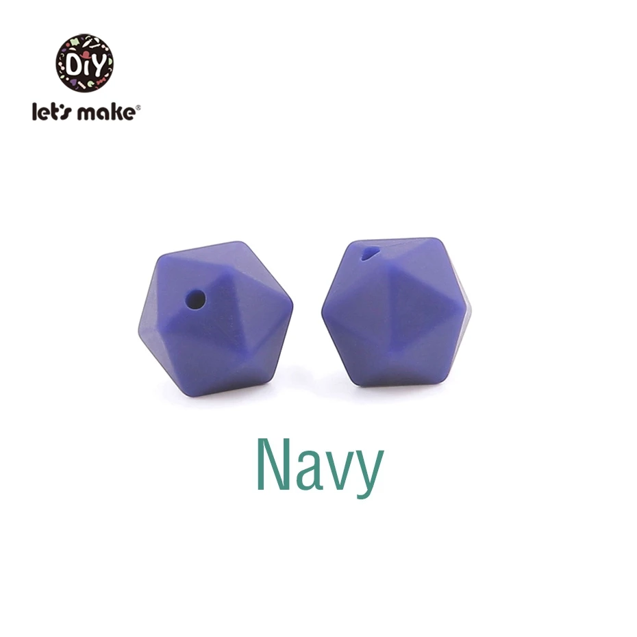 Navy Let's Make 10 шт. 14 мм Силиконовые Бусины шестиугольник Bpa Бесплатно Силиконовый Прорезыватель Diy Прорезыватель для зубов Детские Жевательные Аксессуары Детские Прорезыватели - Цвет: Navy