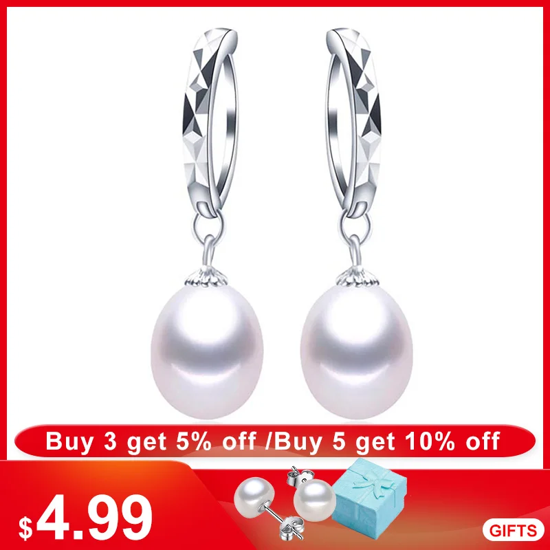 Женские серьги капельки из натурального пресноводного жемчуга S925 элегантные