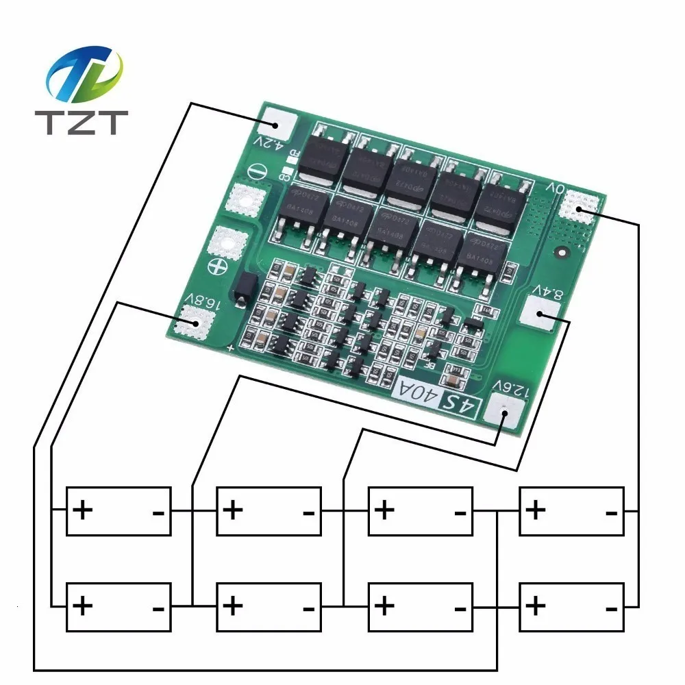 Плата защиты PCB TZT 40A литий ионная литиевая батарея 18650 плата BMS для двигателя