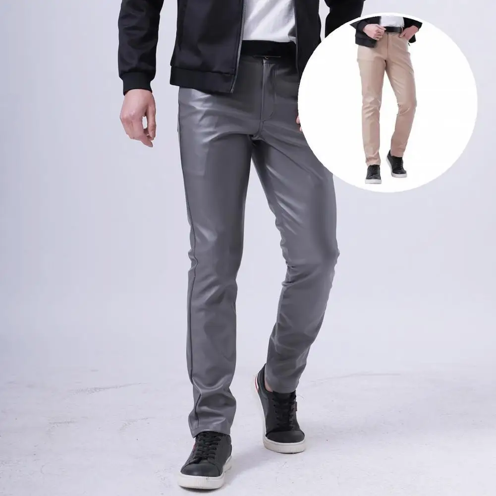 

Стильные повседневные универсальные брюки из искусственной кожи, тонкие брюки, длинные мягкие