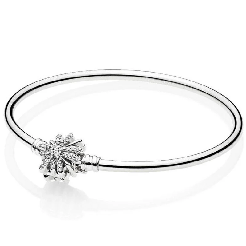 

Momemts Sparkling Star Bright Dainty Bow Snowflake Clasp Bangle Fit Fashion Bracelet 925 Sterling Silver Bead Charm DIY Jewelry