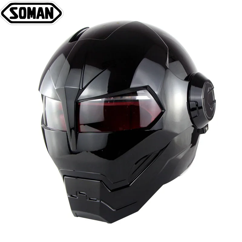 Железный человек Шлем Мото шлем персонализированный каск флип-ап Verspa Ironman череп