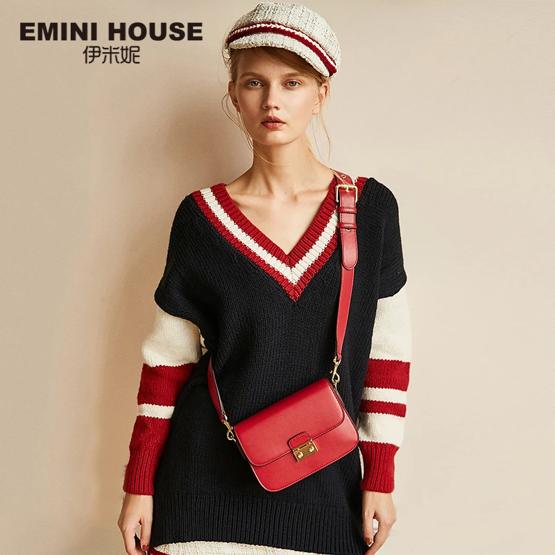 EMINI HOUSE, классические сумки с замком, женские сумки из спилка, женская сумка через плечо, сумки через плечо для женщин, высокое качество, женская сумка-мессенджер