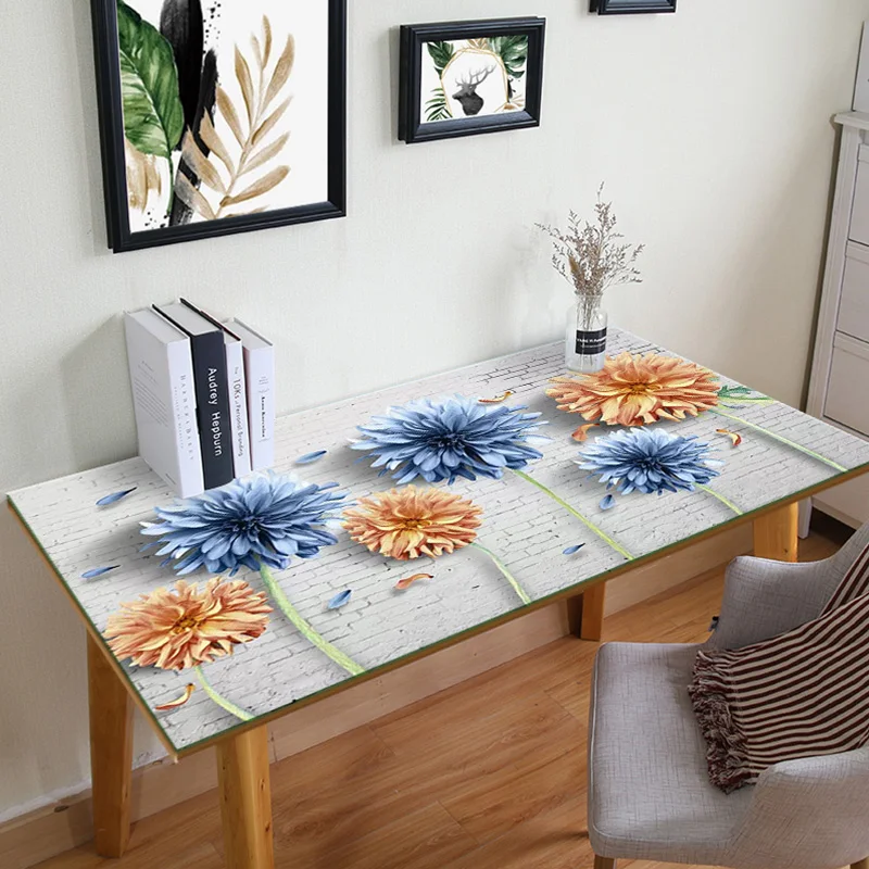 Скандинавские 3D Цветы скатерть из ПВХ пластика водонепроницаемый термостойкий
