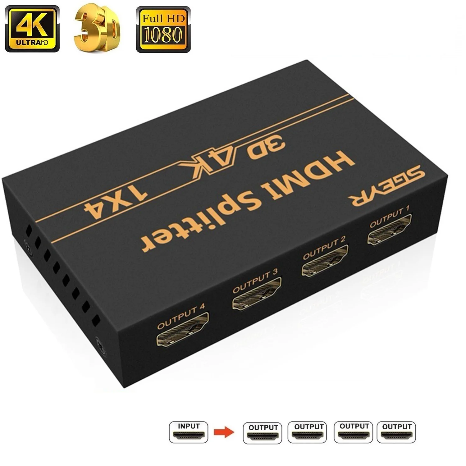 Разветвитель 4K HDMI 1x4 SGEYR 4 порта 1 Divisor в выхода разветвитель с поддержкой @ 30 Гц 3D 1080P