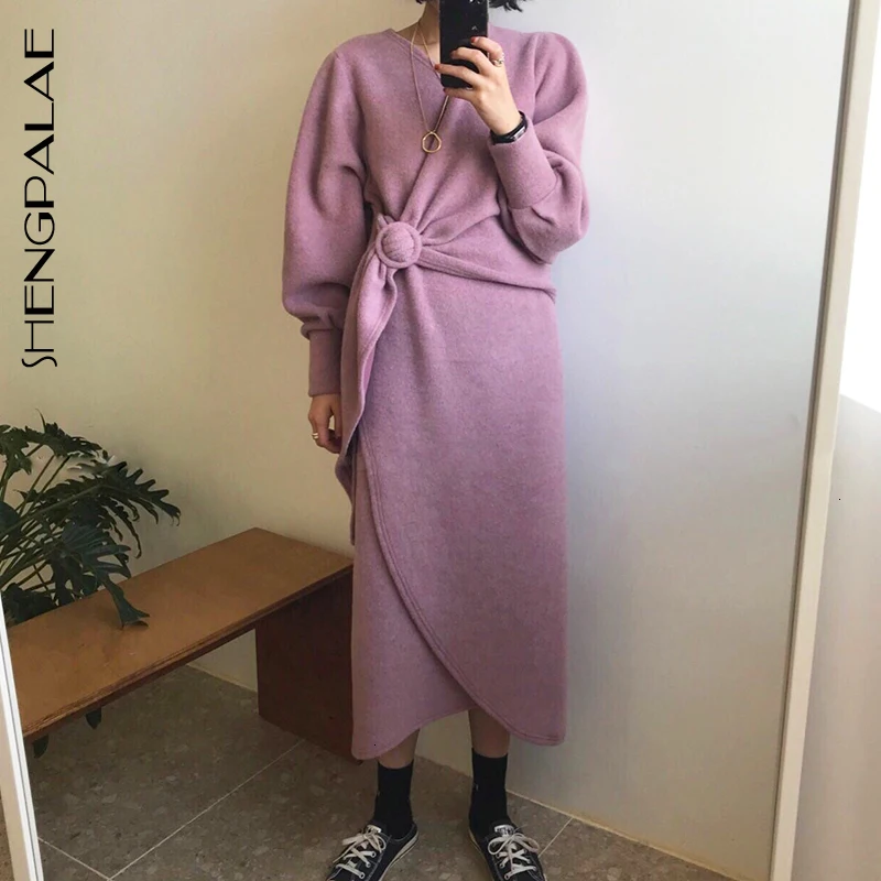 SHENGPALAE шикарное платье с v образным вырезом и боковой петлей тоньше Vestidos высокой