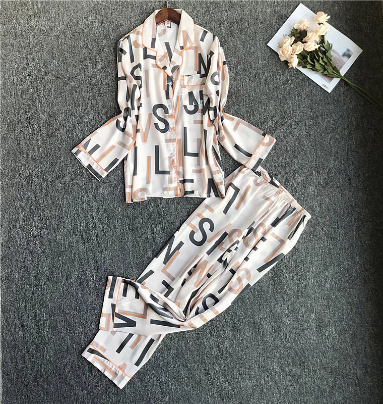 2019 зимние женские пижамные комплекты с буквенным принтом модное роскошное
