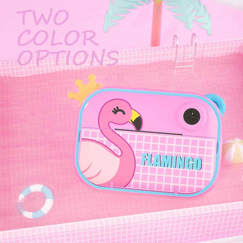 DIY Instant Print Camera Kids Flamingo Thremal Photo Printing Printer Camera for Children Christmas Gifts Toy