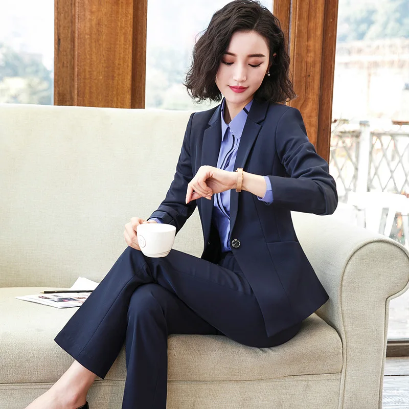 IZICFLY New Spring Autumn Red Formal Trouser With Blazer Set Uniform Designs For Women Office Elegant Business Pant Suits