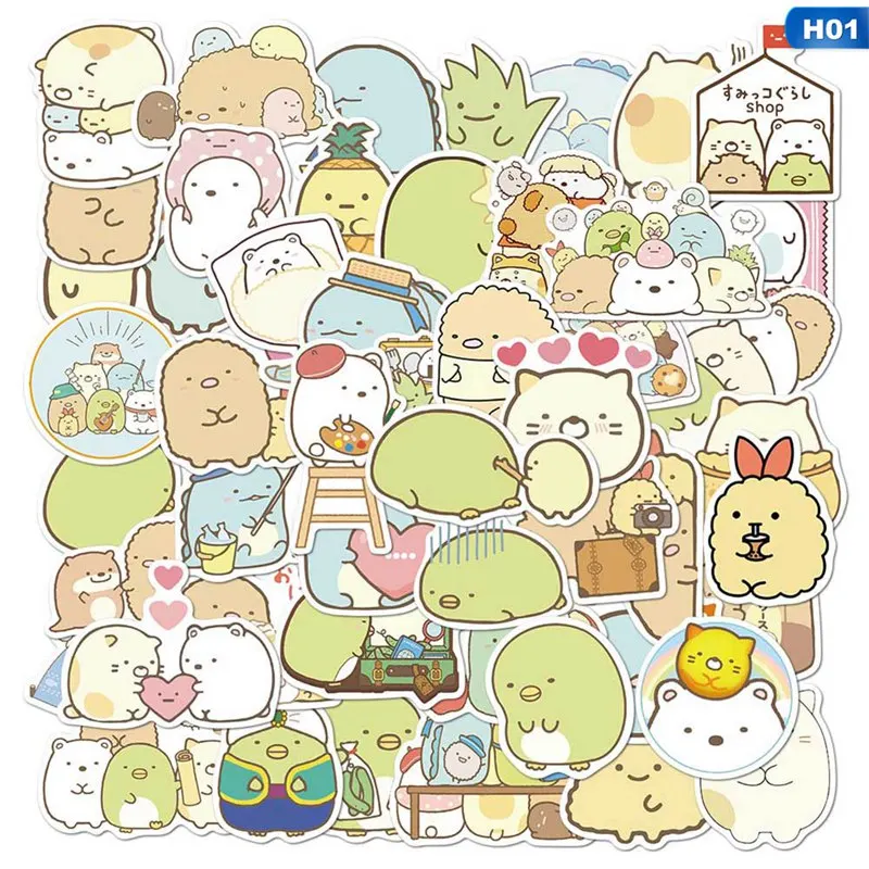 

50Pcs/set Cute Bear Penguin Cat Anime Sumikko Gurashi Paper Sticker Decorative Adhesive for Diary Letter Scrapbook Stationery