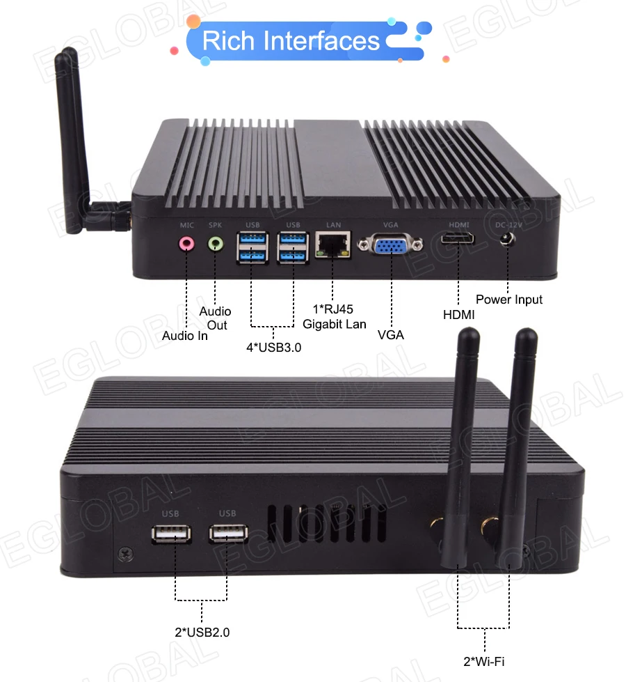 Дешевые windows 10pro Мини ПК компьютер Intel core i3/i5/i7/celeron настольный компьютер wifi HTPC безвентиляторный VESA крепление