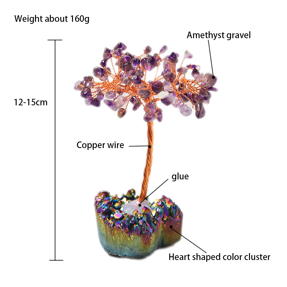Натуральный красочный хрустальный кластер в форме сердца аметистовый кристалл