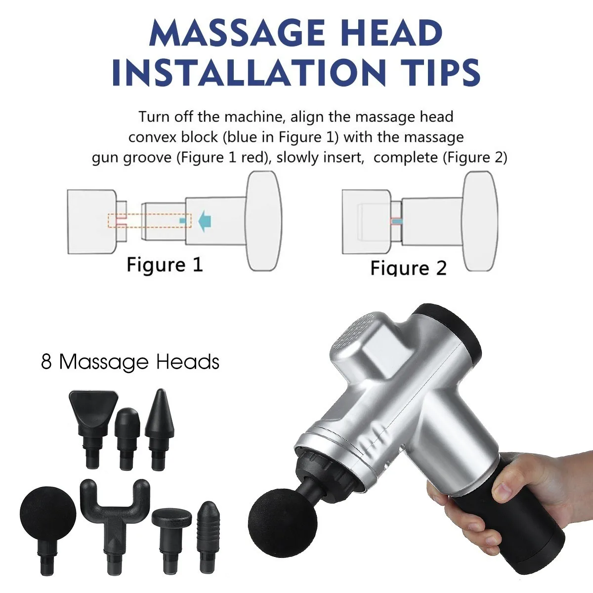 

8000r/min Therapy Massage Gun 20 Gears Muscle Massager Pain Sport Massage Machine Relax Body Slimming Relief With 8 Heads