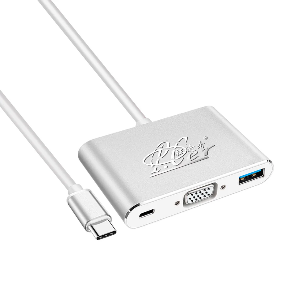 Адаптер для macbook pro huawei matebook samsung S8/S9 USB C VGA PD usb type c к + USB3.0 порт конвертер |