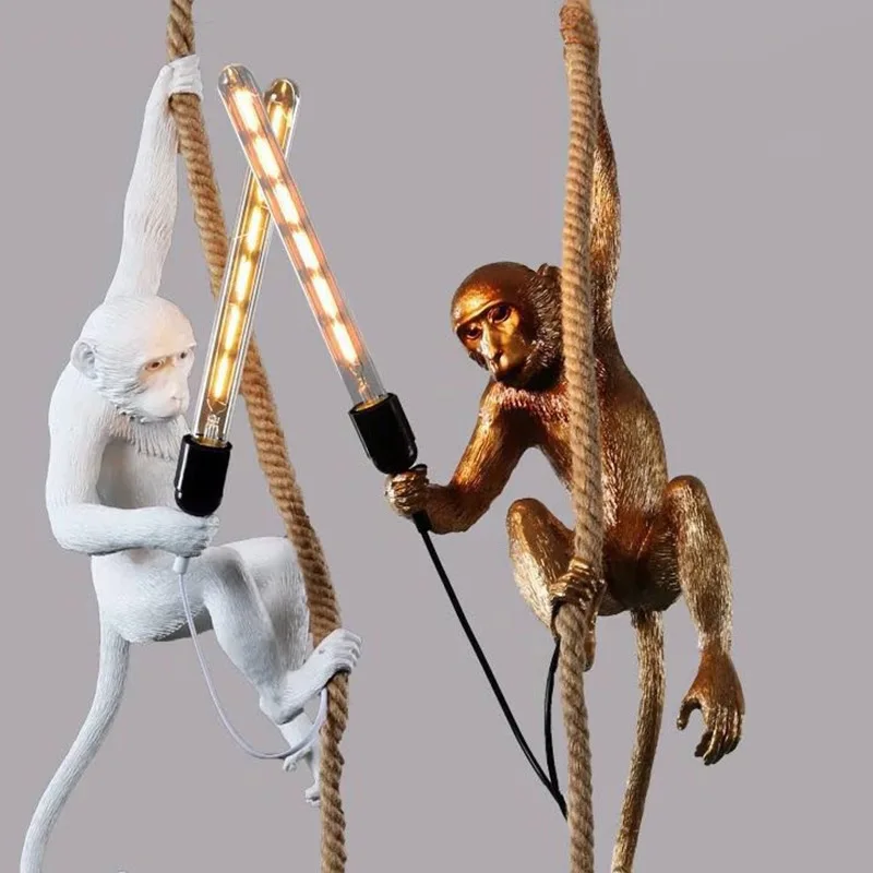 

Настенная лампа в виде обезьяны, креативный скандинавский пеньковый Канат в стиле ретро, индастриал, освещение для ресторана, кафе, бара, де...