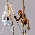 Настенная лампа в виде обезьяны, креативный скандинавский пеньковый Канат в стиле ретро, индастриал, освещение для ресторана, кафе, бара, декоративное освещение для магазина