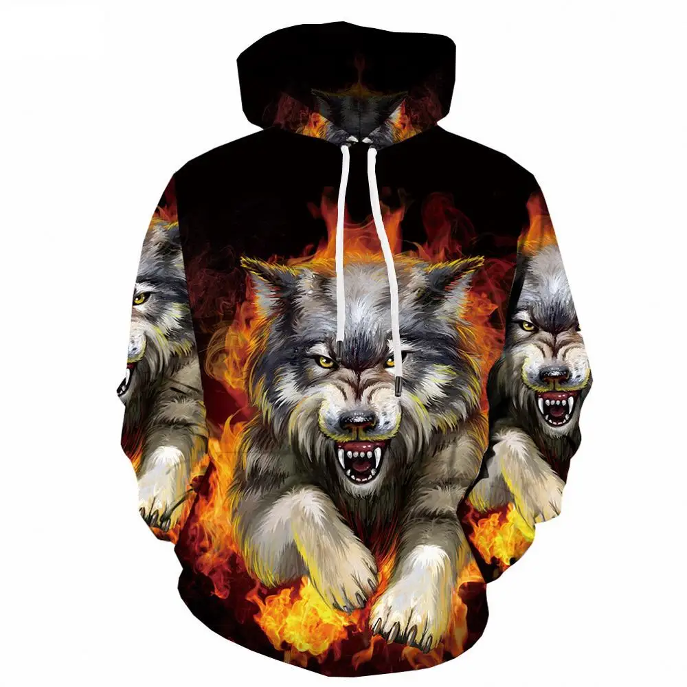 

2020Fashion Men Snow Wolf Animal 3D Printed Hooded Hoodies Men / Women's Shinning Wolf Design Sweatshirts 3D Harajuku Hoody