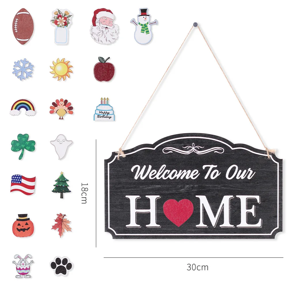 

Деревянный знак приветствия для входной двери, стены, окна, крыльца, открытый сезонный праздничный висячий венок, Рождественское украшение