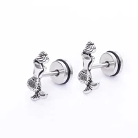 christmas gifts stainless steel cute mermaid design back screw stud earrings for women girls