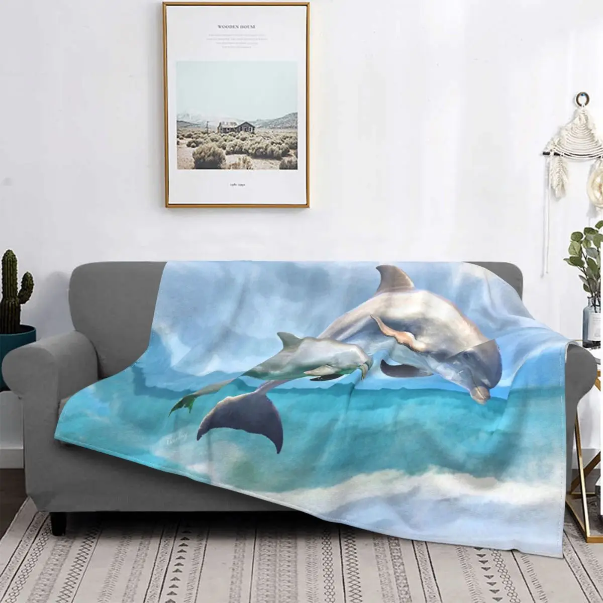 

Playful Dolphins Blanket Bedspread Bed Plaid Bed Cover Towel Blanket Thermal Blanket Bedspread 220X240