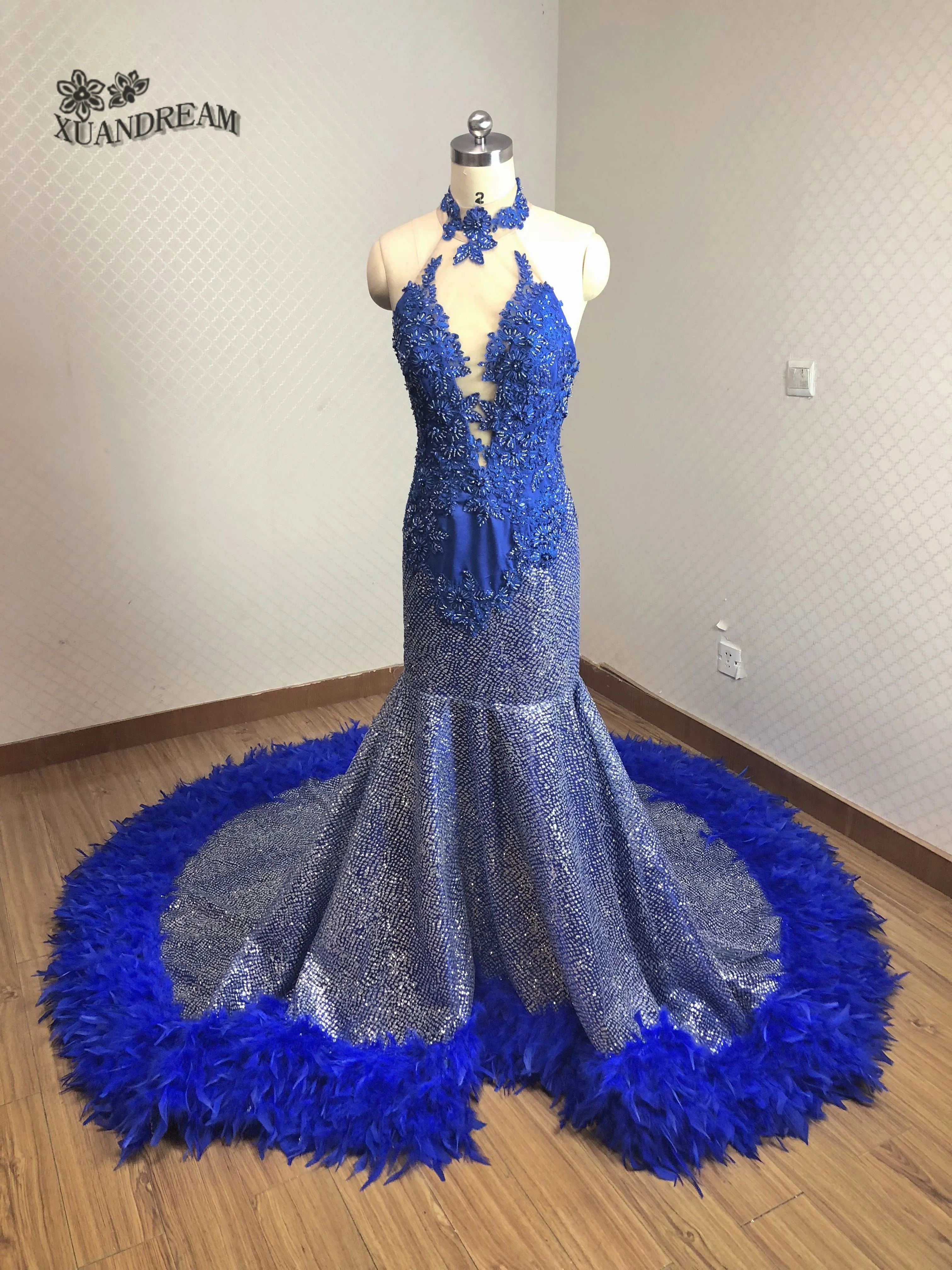 Новинка платье с перьями ручной работы и бисером для коктейля вечернего платья