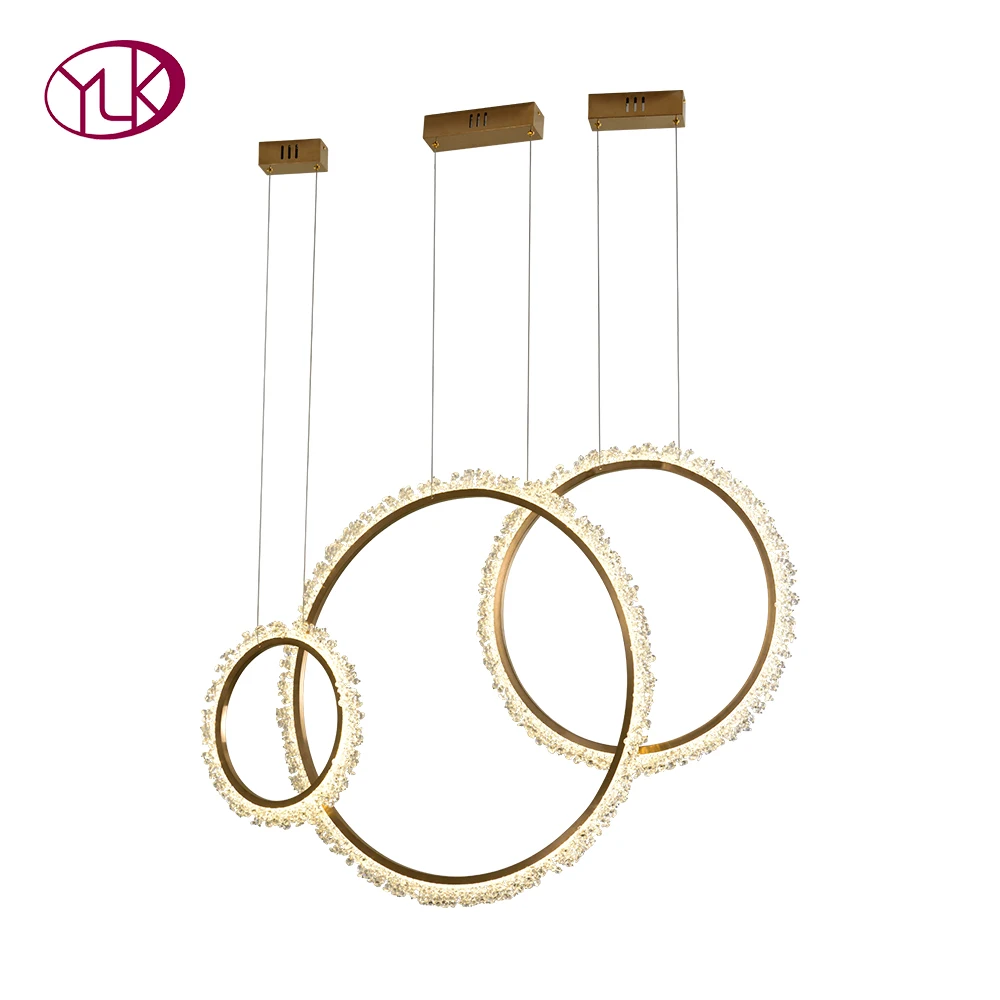 

Modern led chandelier for dining room design ring crystal lamps gold home decor hanging lighting fixtures luxury cristal light