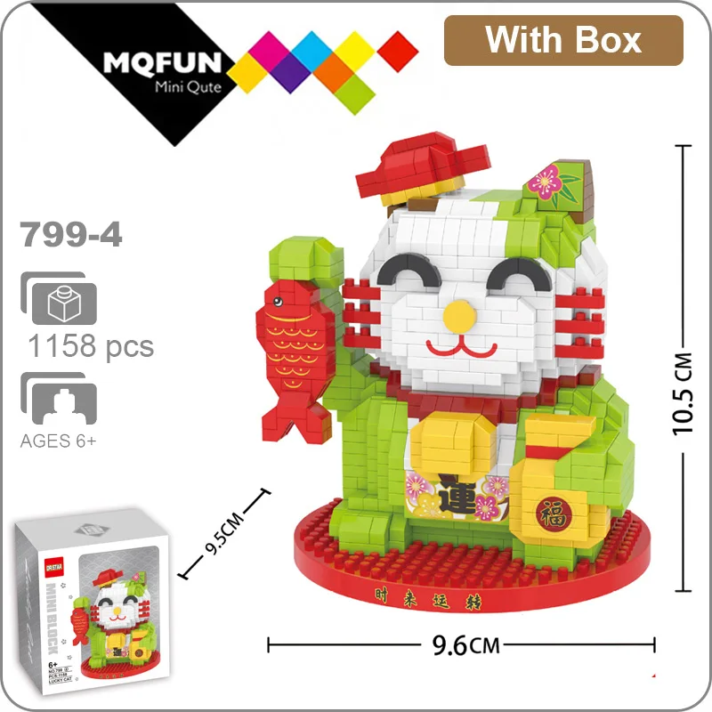 

DR.STAR Chinese Lucky Fortune Cat Money Abacus Vat Animal 3D Model DIY Diamond Mini Building Small Blocks Brick Toy for Children