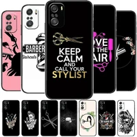 hair stylist hairdresser cartoon phone case for xiaomi redmi note 10 9 9s 8 7 6 5 a pro s t black cover silicone back pre style