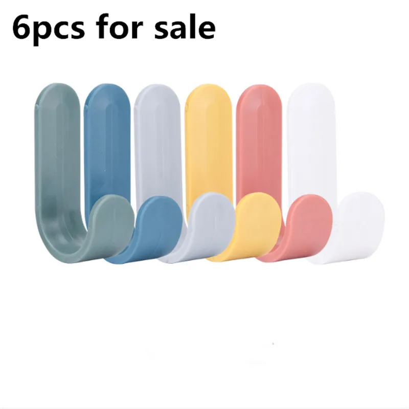 Красочные 6 шт./компл. сильный клей бесшовные крючки до кухонные инструменты