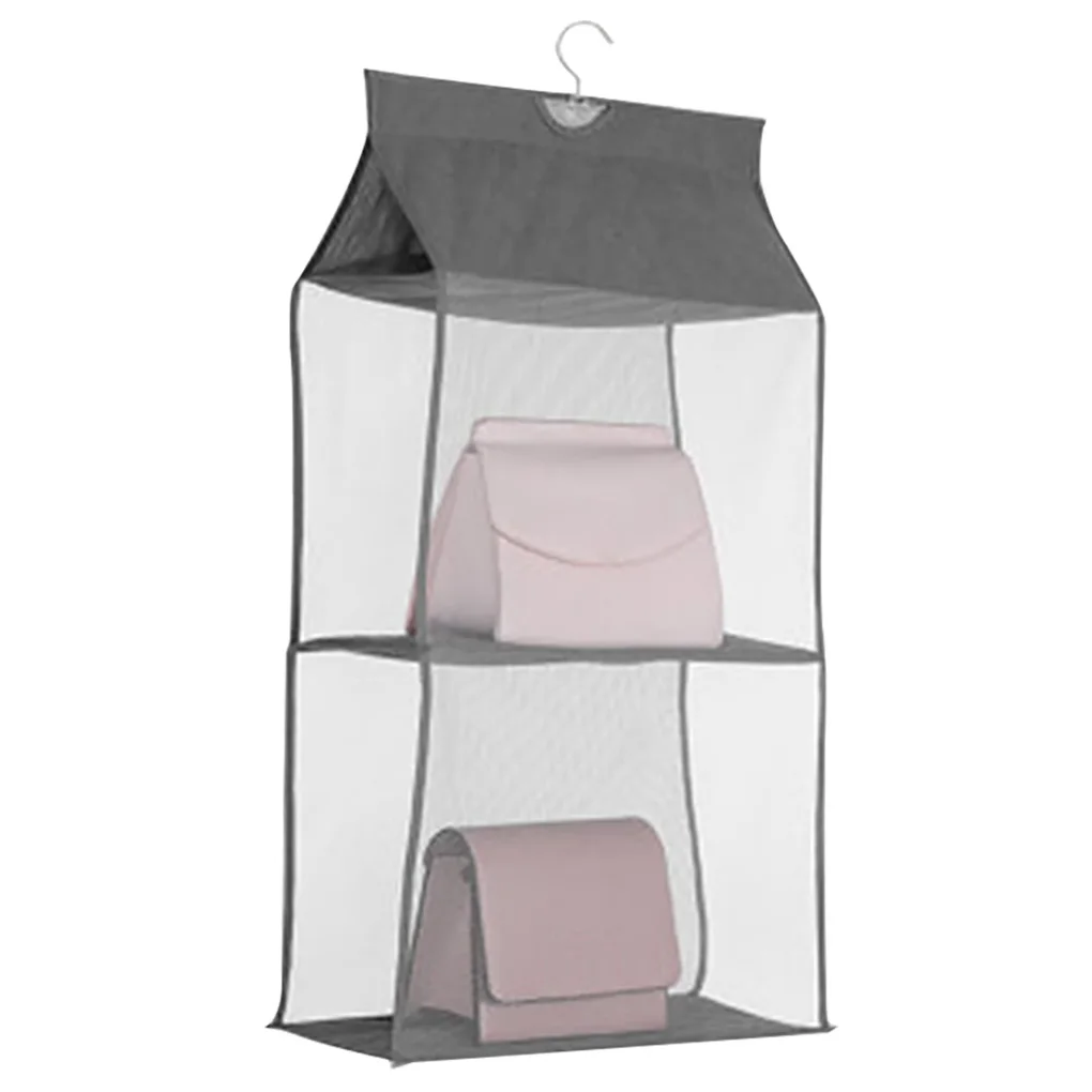 

Wardrobe Hanging Bag Organizer Household Storage Pouch Large Capacity Clear Non Woven Bag 2 Layer