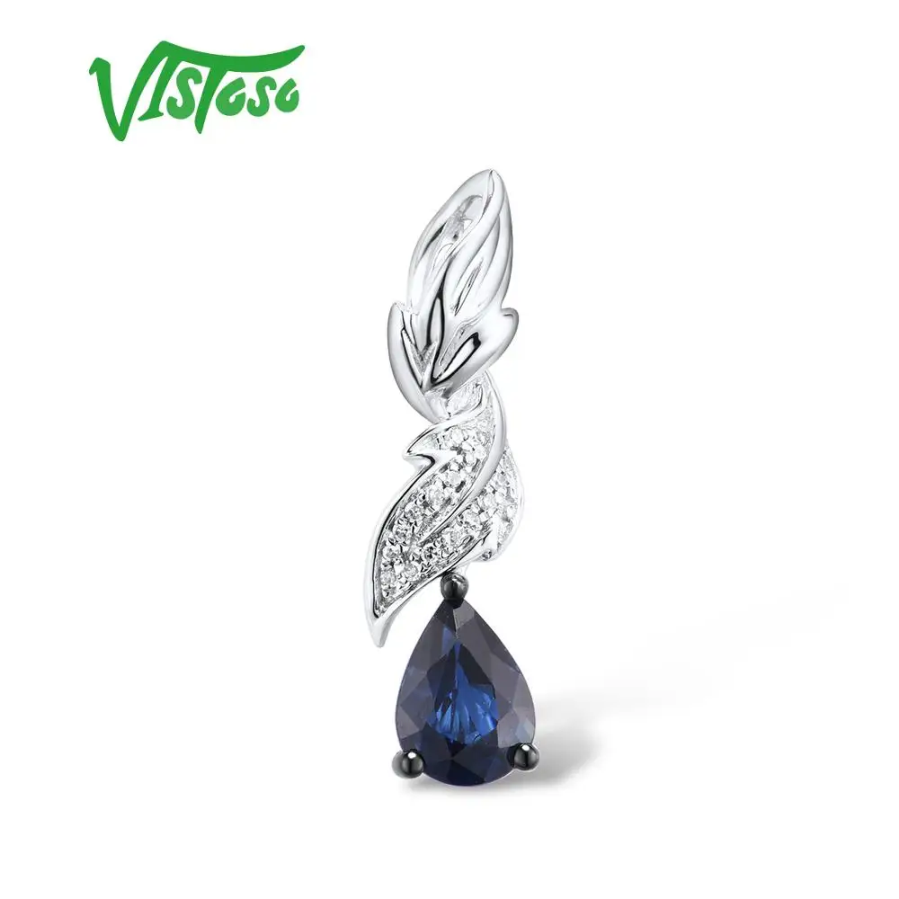 Женский Золотой кулон с сапфирами VISTOSO из белого золота 14 к 585 пробы синими со