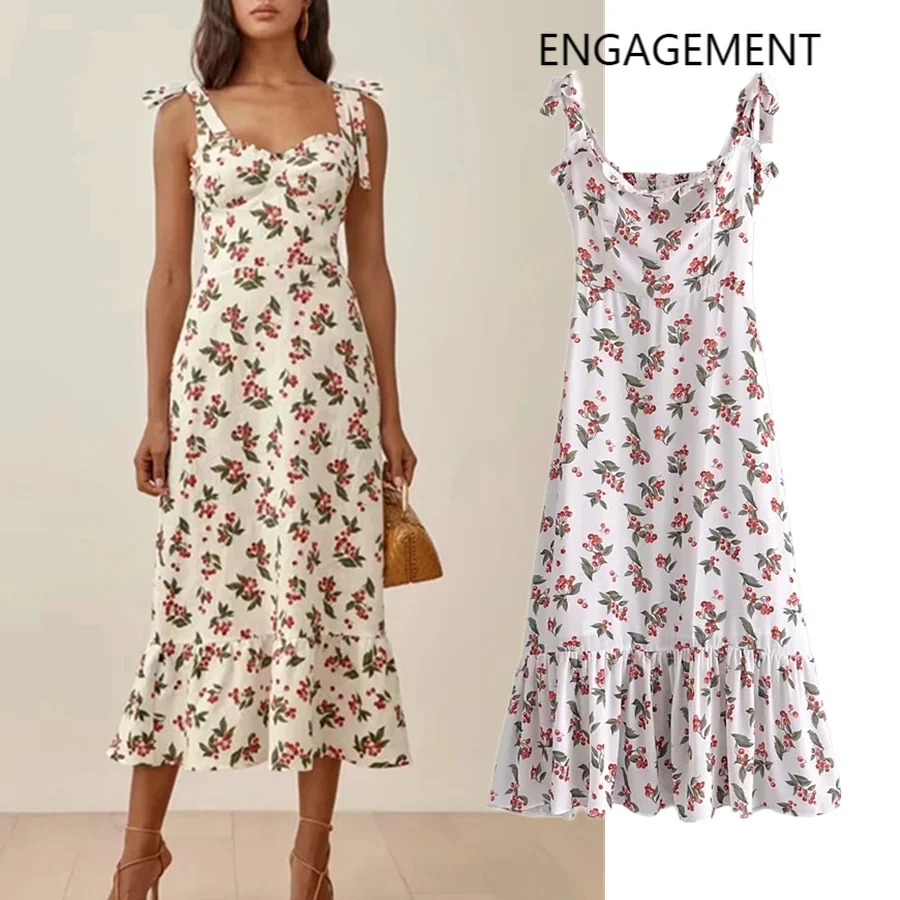 

2021 Women Basic Vintage Bohemian Summer Dress Women Vestidos Fashion Elegant Party Mini Dress strawberry