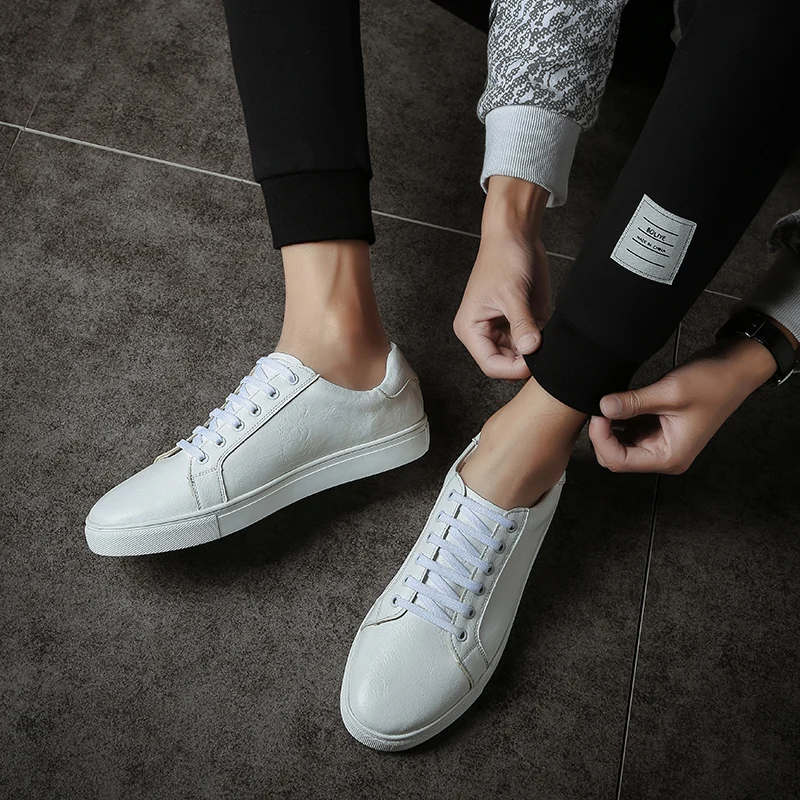 Мужские кожаные кроссовки дышащие на шнуровке Повседневная модная Уличная обувь