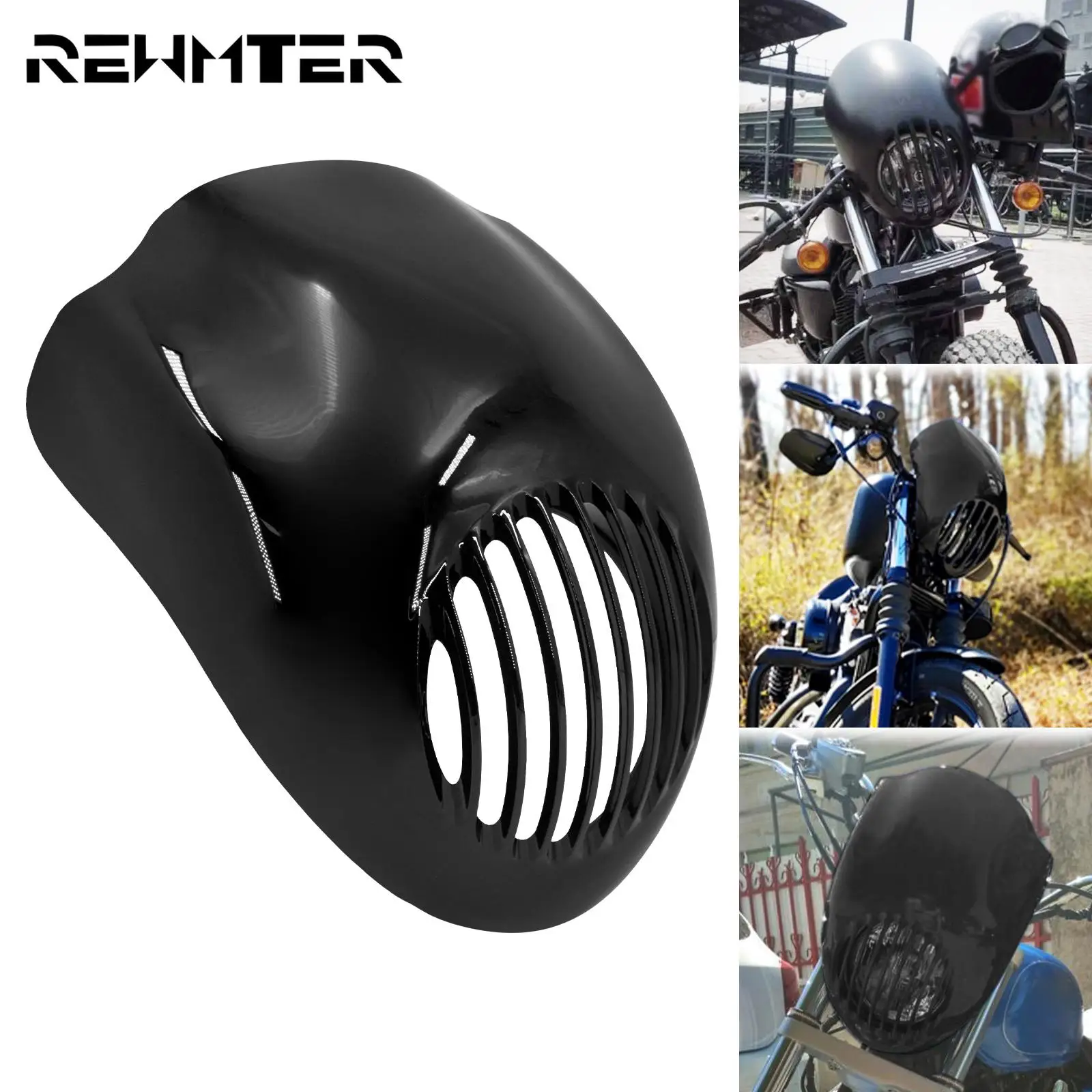 Motorcycle Grill Headlight Fairing Head light Mask Front Fork Mount For Harley Dyna Low Rider Super Glide Sportster XL 883 1200