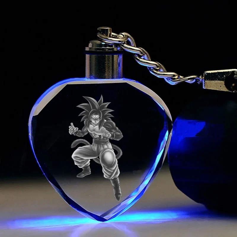 Аниме Dragon Ball брелок Сон Гоку Мастер Роши Тянь Шинхан куририн Вегета в форме сердца кристалл брелок милый забавный мультфильм - Цвет: 16