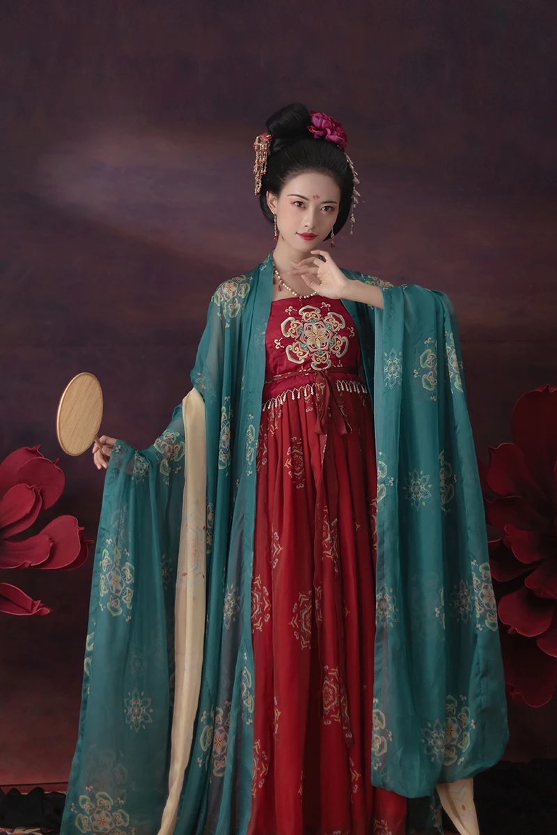 

Women's Han Chinese Clothing Tang Embroidery Cheerko Skirt Memory Beautiful Printing Chinese Traditional Han Clothing Brocade