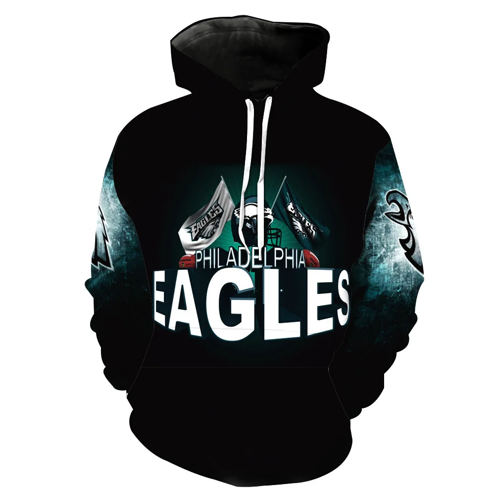 

CNUUIKOOEK Sweatshirts Men's 3D Eagle Olive Team Printed Hooded Pocket Pullover Hoody Hoodies